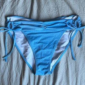 Victorias Secret Blue Shimmery Side-Tie Bikini Bottoms
